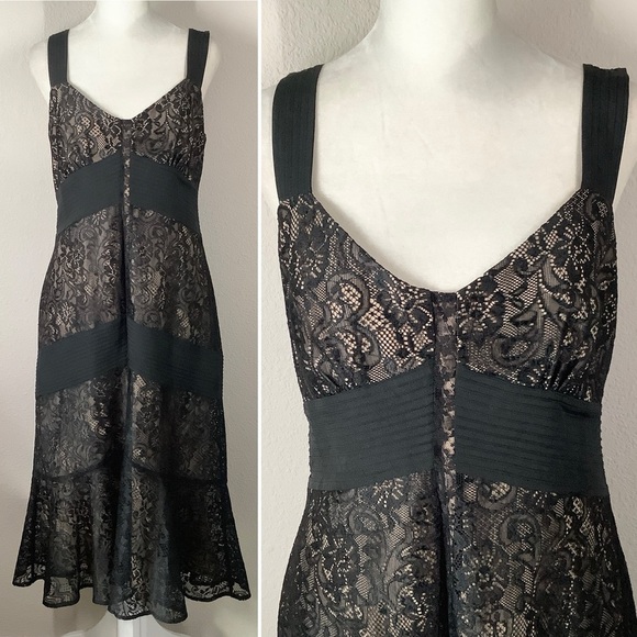 LOFT Black Cocktail Dress Lace Babydoll Sleeveless Whimsigoth Cocktail Event 8 - Picture 1 of 10